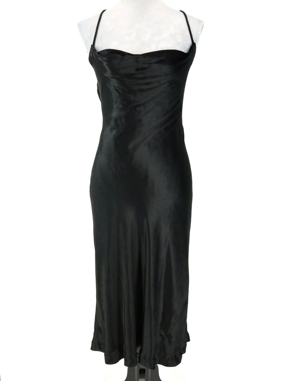 Banana Republic Slip Dress Womens 4 Black Halter Velour Formal Strappy Gown